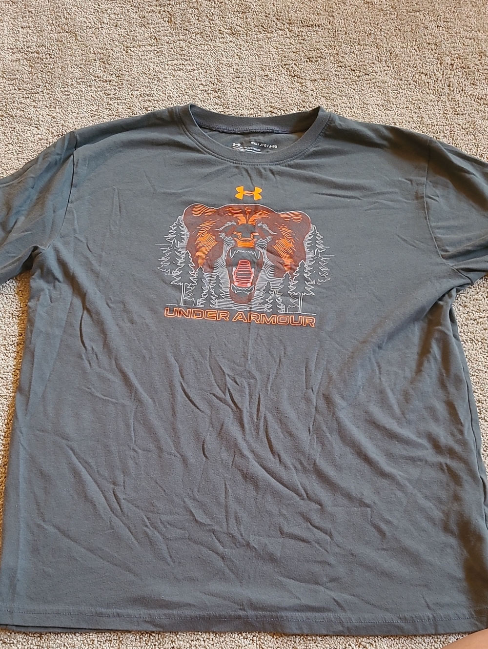 Under Armour Gray Short-Sleeve Tee with Orange Bear Graphic